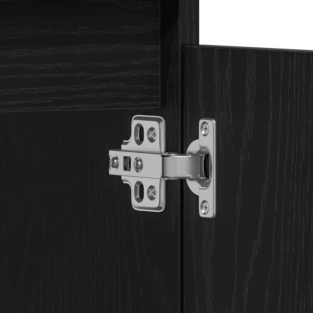 Badrumsmöbelset Med Lagring 3 Pcs Svart Ek 30 X 30 X 190 Cm