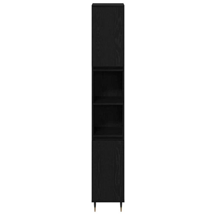 Badrumsmöbelset Med Lagring 3 Pcs Svart Ek 30 X 30 X 190 Cm