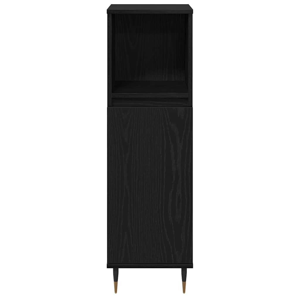 Badrumsmöbelset Med Lagring 3 Pcs Svart Ek 30 X 30 X 190 Cm