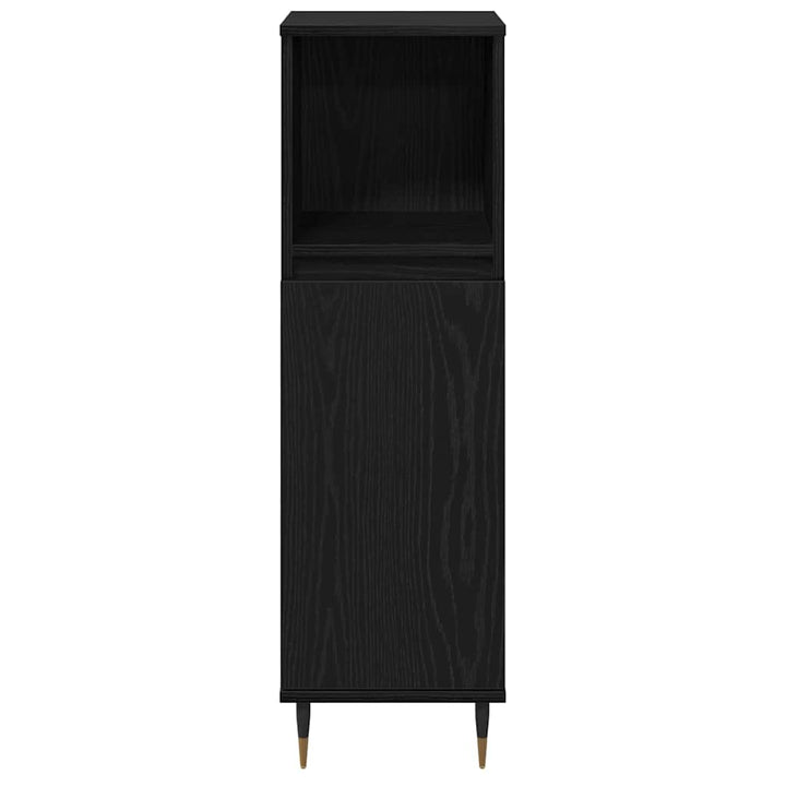 Badrumsmöbelset Med Lagring 3 Pcs Svart Ek 30 X 30 X 190 Cm