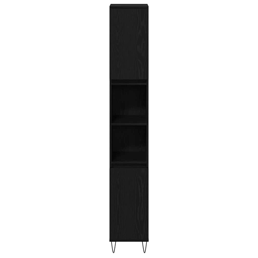 Badrumsmöbelset Med Lagring 3 Pcs Svart Ek 30 X 30 X 190 Cm