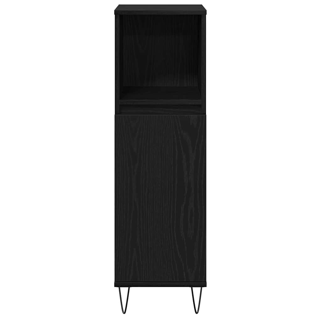 Badrumsmöbelset Med Lagring 3 Pcs Svart Ek 30 X 30 X 190 Cm