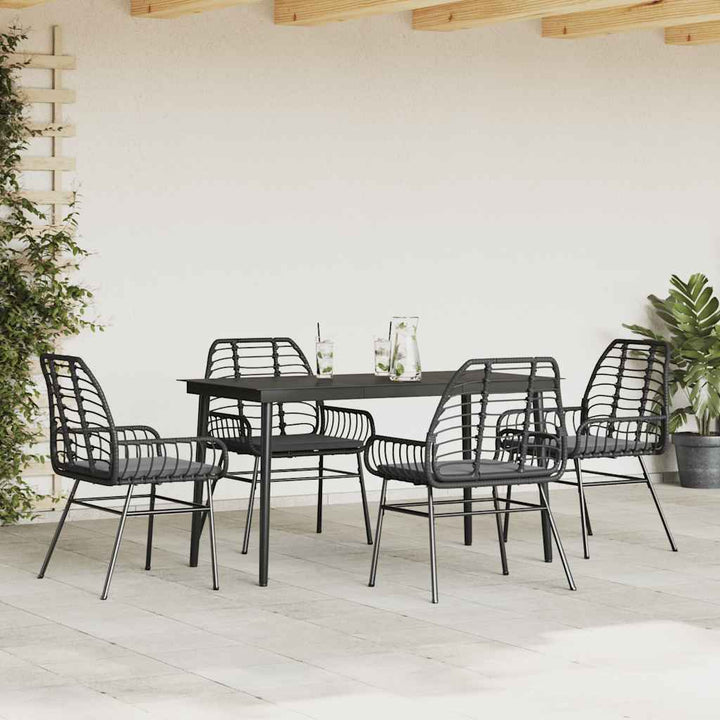 Matgrupp För Trädgården 5 Delar Polyrotting Glas