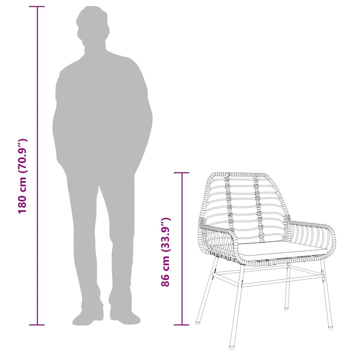 Matgrupp För Trädgård Med Dynor 3 Delar Svart Konstrotting&amp;Glas