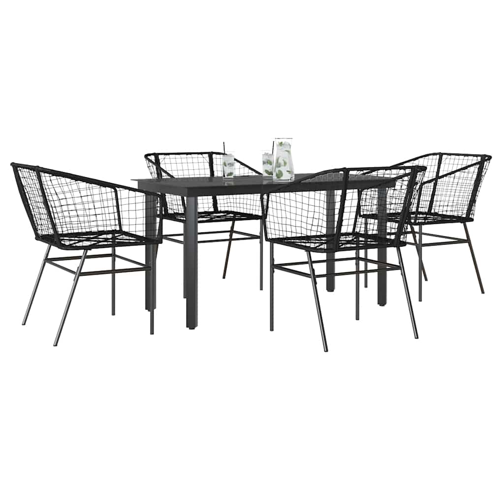 Matgrupp För Trädgård Med Dynor 3 Delar Svart Konstrotting&amp;Glas