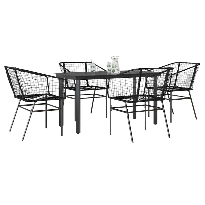 Matgrupp För Trädgård Med Dynor 3 Delar Svart Konstrotting&amp;Glas