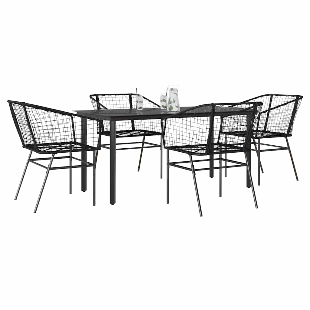 Matgrupp För Trädgård Med Dynor 3 Delar Svart Konstrotting&amp;Glas