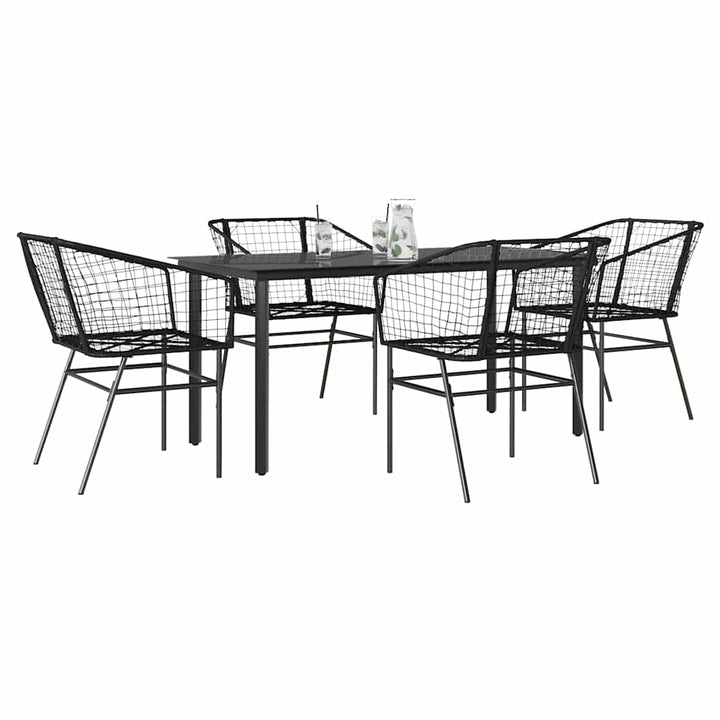 Matgrupp För Trädgård Med Dynor 3 Delar Svart Konstrotting&amp;Glas