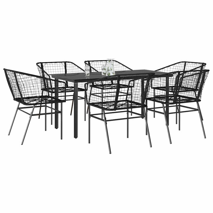 Matgrupp För Trädgård Med Dynor 3 Delar Svart Konstrotting&amp;Glas