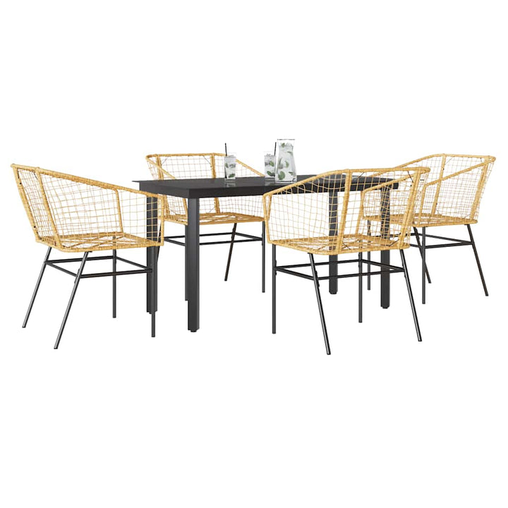 Matgrupp För Trädgård Med Dynor 3 Delar Svart Konstrotting&amp;Glas