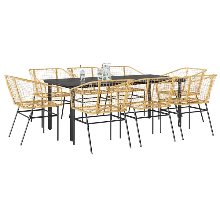Matgrupp För Trädgård Med Dynor 3 Delar Svart Konstrotting&amp;Glas