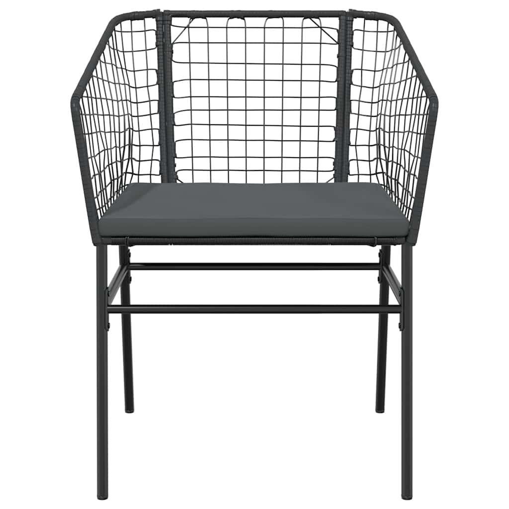 Matgrupp För Trädgård Med Dynor 3 Delar Svart Konstrotting&amp;Glas