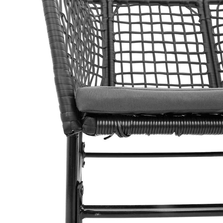 Matgrupp För Trädgård Med Dynor 3 Delar Svart Konstrotting&amp;Glas