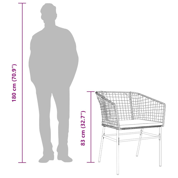 Matgrupp För Trädgård Med Dynor 3 Delar Svart Konstrotting&amp;Glas