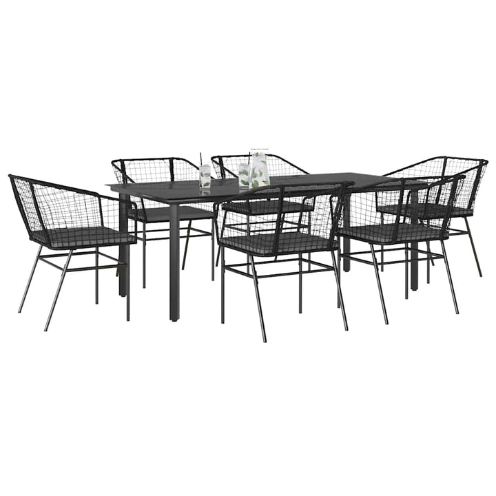 Matgrupp För Trädgård Med Dynor 3 Delar Svart Konstrotting&amp;Glas