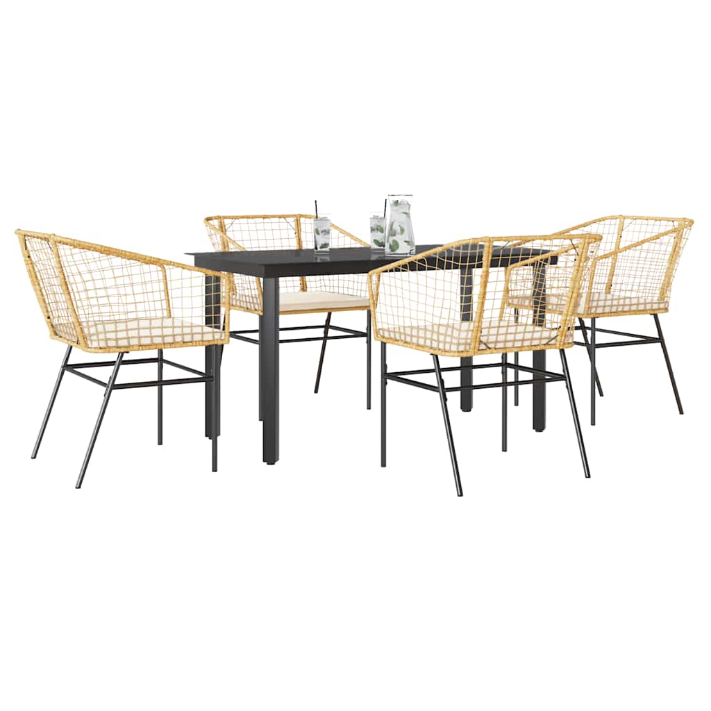 Matgrupp För Trädgård Med Dynor 3 Delar Svart Konstrotting&amp;Glas