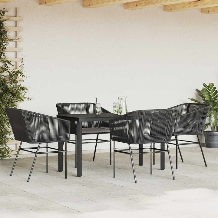 Matgrupp För Trädgård Med Dynor 5 Delar Polyrotting Glas