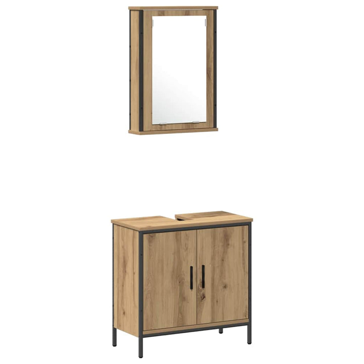 Badrumsmöbelset Med Hylla Med Dörr 3 Pcs Brun Konstruerat Trä