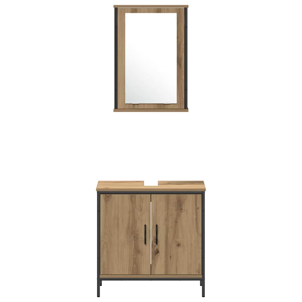 Badrumsmöbelset Med Hylla Med Dörr 3 Pcs Brun Konstruerat Trä