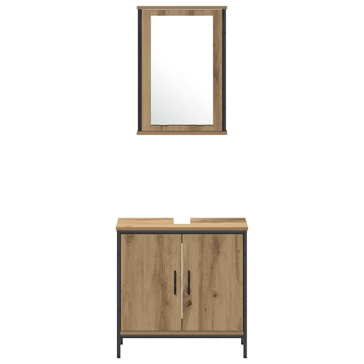 Badrumsmöbelset Med Hylla Med Dörr 3 Pcs Brun Konstruerat Trä