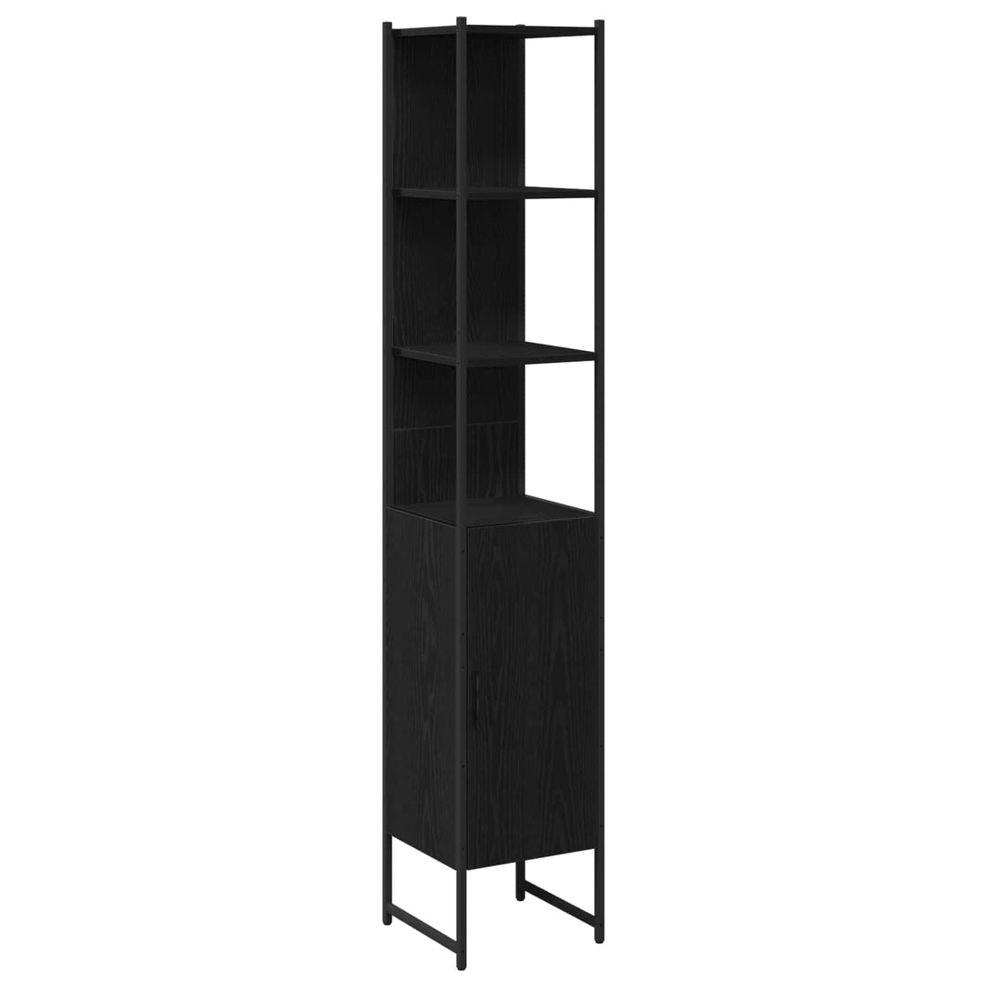 Badrumsmöbelset Med Hylla Med Dörr 4 Pcs Svart Konstruerat Trä