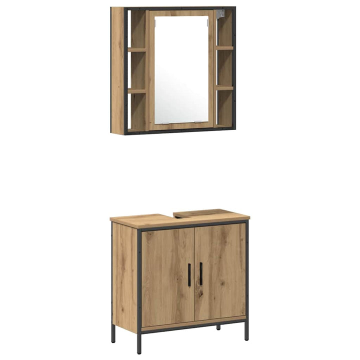 Badrumsmöbelset Med Hylla Med Dörr 4 Pcs Brun Konstruerat Trä