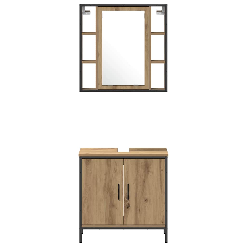 Badrumsmöbelset Med Hylla Med Dörr 4 Pcs Brun Konstruerat Trä