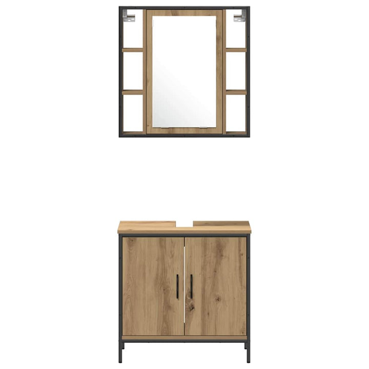 Badrumsmöbelset Med Hylla Med Dörr 4 Pcs Brun Konstruerat Trä