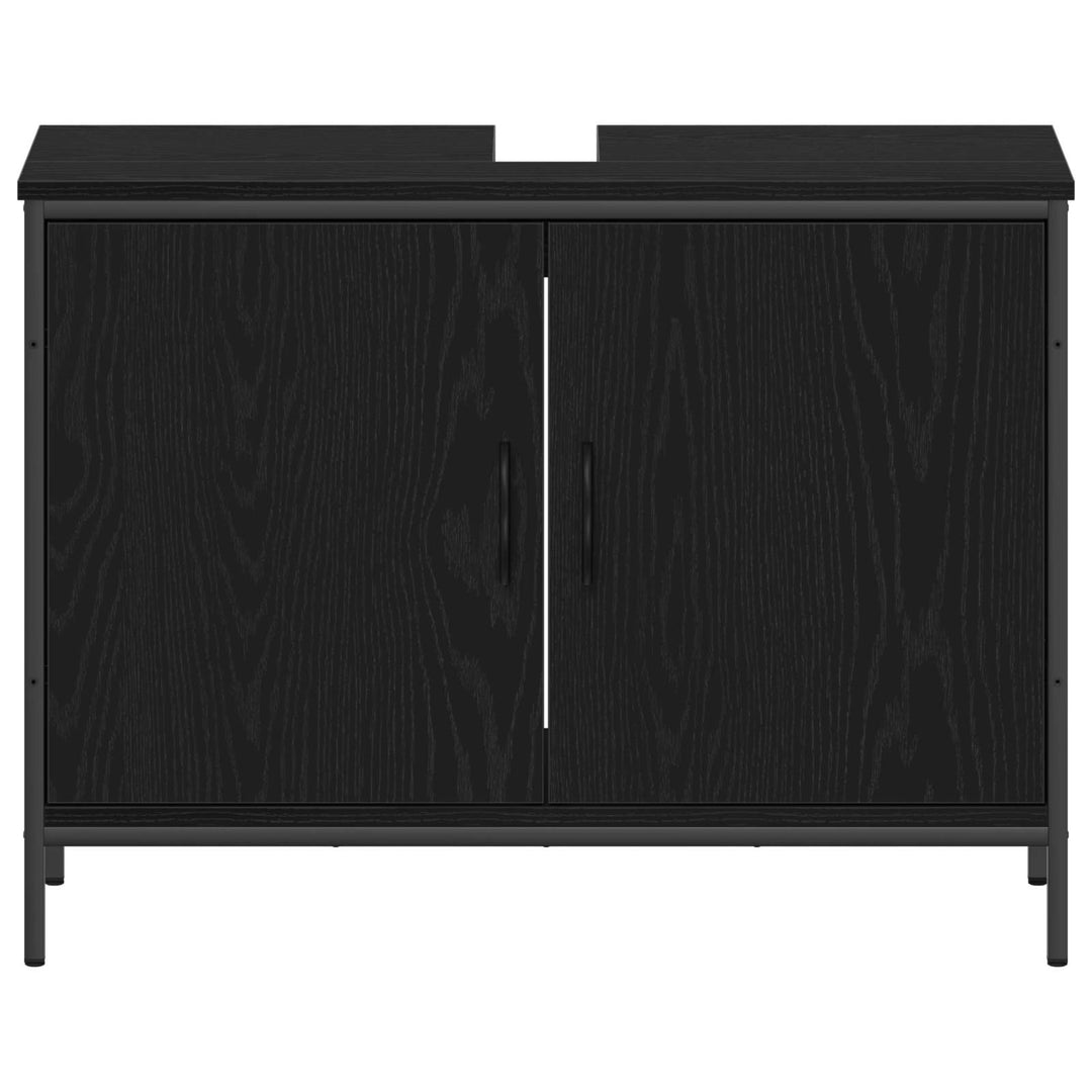 Badrumsmöbelset Med Hylla Med Dörr 4 Pcs Svart Konstruerat Trä