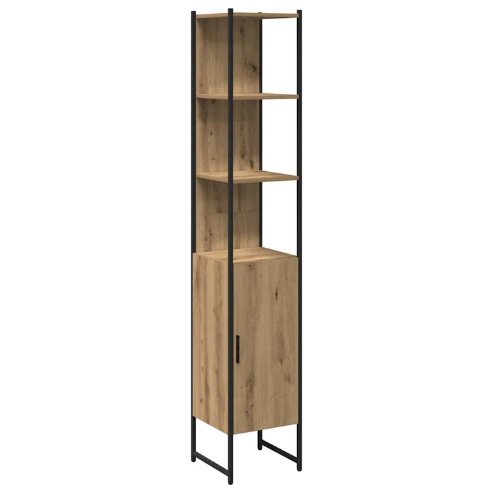 Badrumsmöbelset Med Hylla Med Dörr 4 Pcs Brun Konstruerat Trä