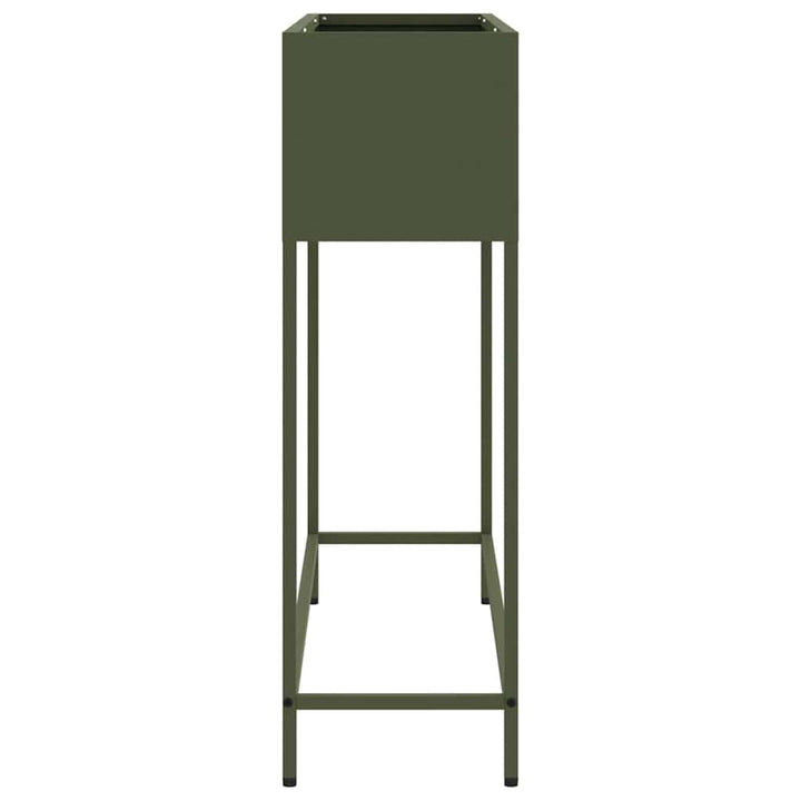 Höjdträdgårdsplanterare Olivgrön 100 X 26 X 82 Cm Stål