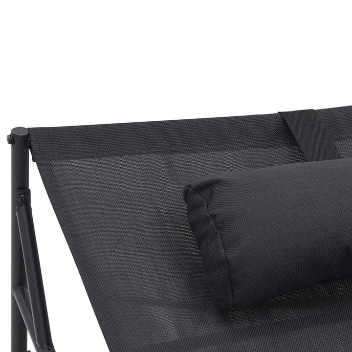 Trädgårdssolbädd Med Kudde 2 Pcs Svart Pulverlackerat Stål
