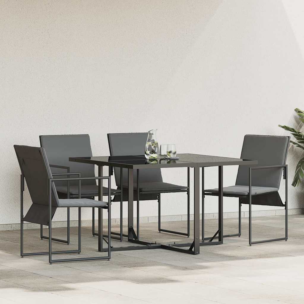 Stol Med Kudde 4 Pcs Svart Och Anthracit Textilene