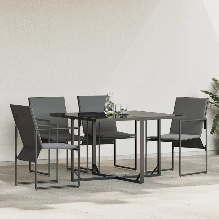 Stol Med Kudde 4 Pcs Svart Och Anthracit Textilene