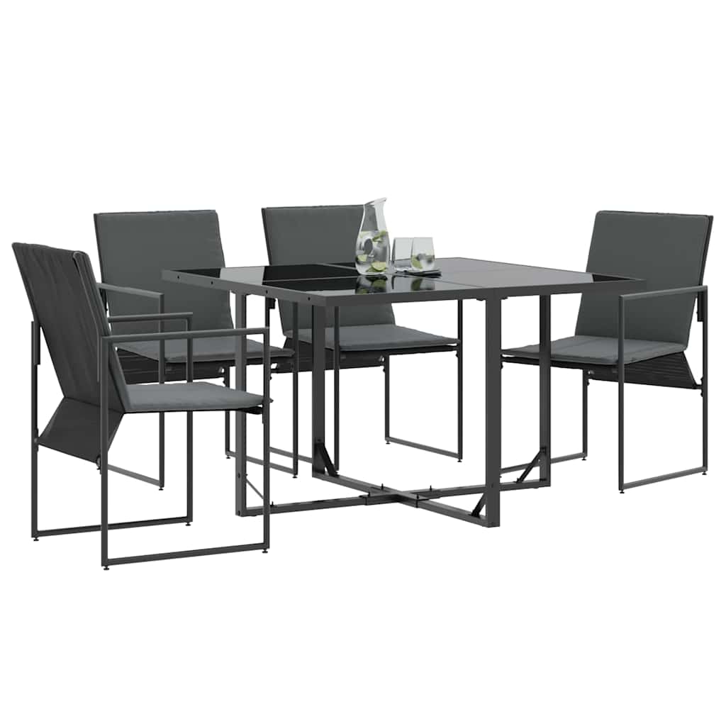 Stol Med Kudde 4 Pcs Svart Och Anthracit Textilene