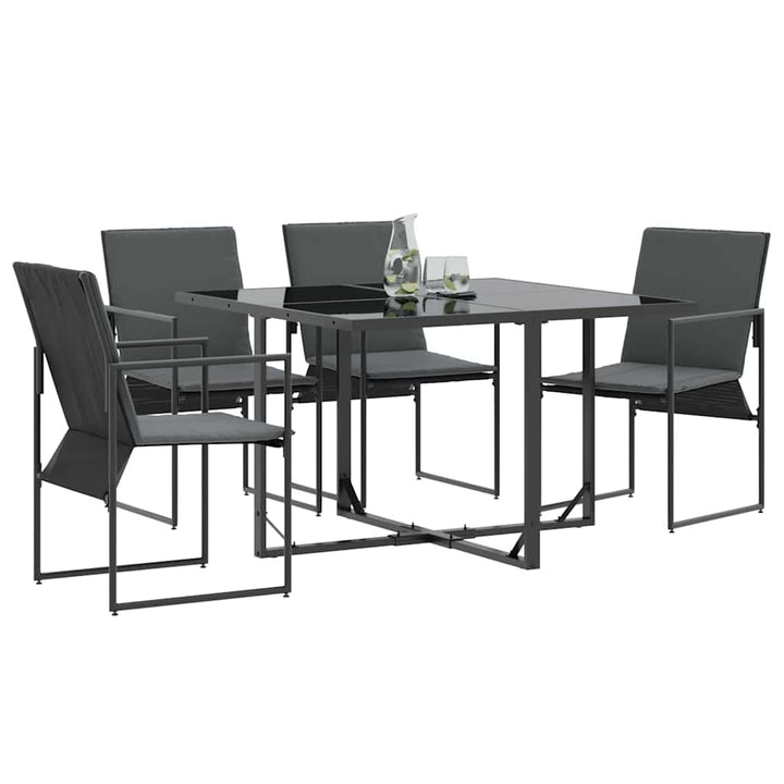 Stol Med Kudde 4 Pcs Svart Och Anthracit Textilene