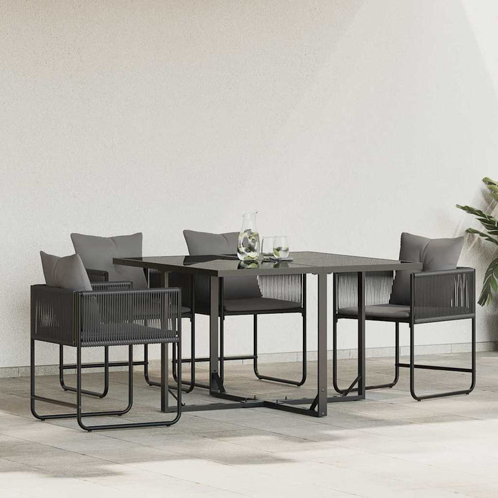 Stol Med Kudde 4 Pcs Svart Och Anthracit Pe Rattan