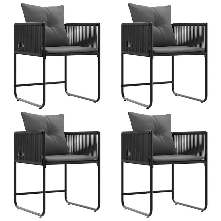 Stol Med Kudde 4 Pcs Svart Och Anthracit Pe Rattan
