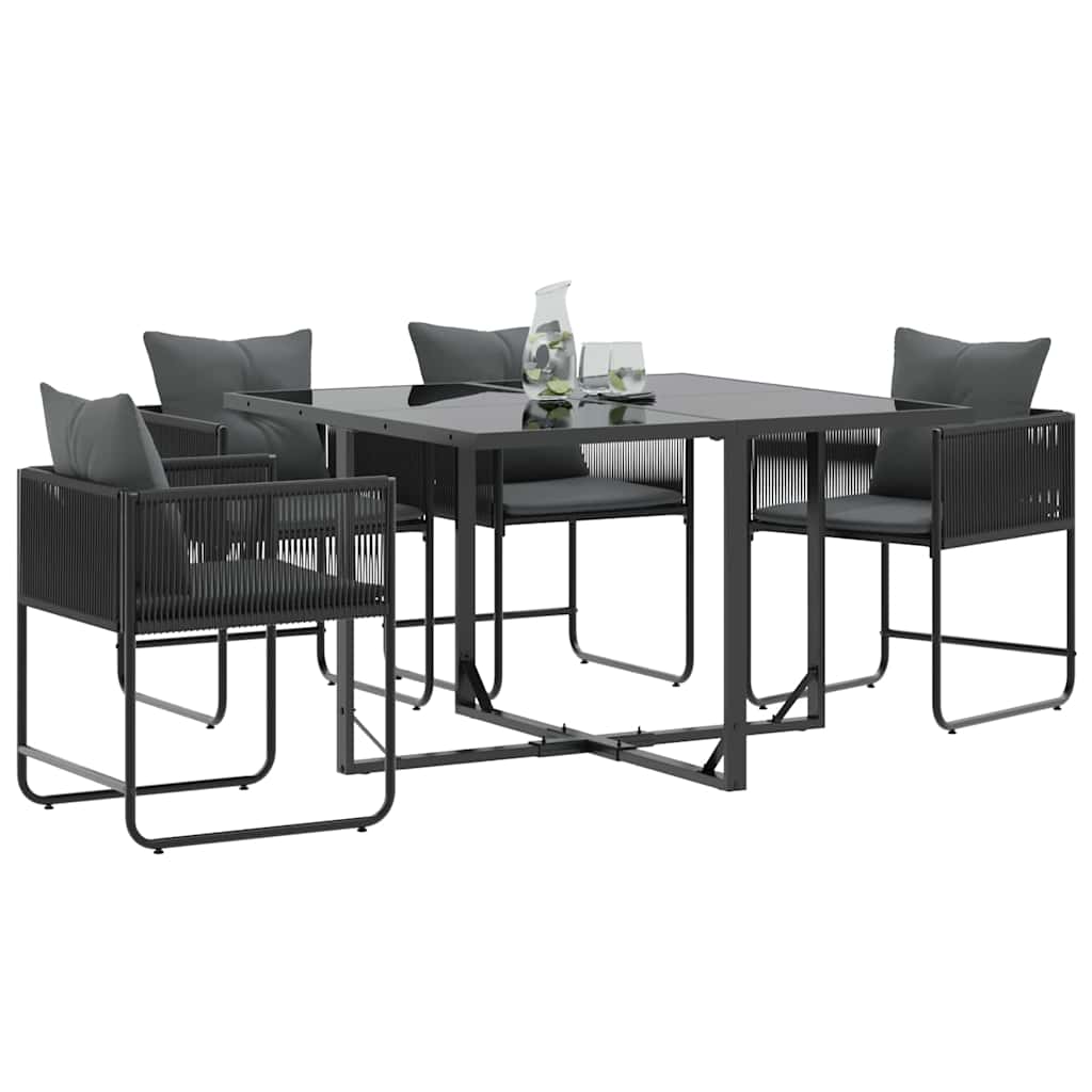 Stol Med Kudde 4 Pcs Svart Och Anthracit Pe Rattan