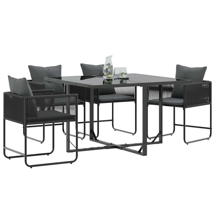 Stol Med Kudde 4 Pcs Svart Och Anthracit Pe Rattan