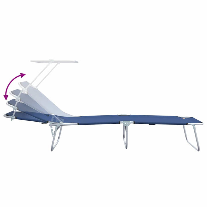 Solstol 2 Pcs Blå 58 X 188 X 77Cm Polyester