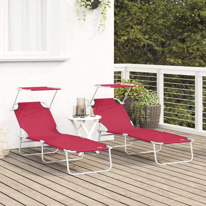 Solstol 2 Pcs Röd 58 X 188 X 77Cm Polyester
