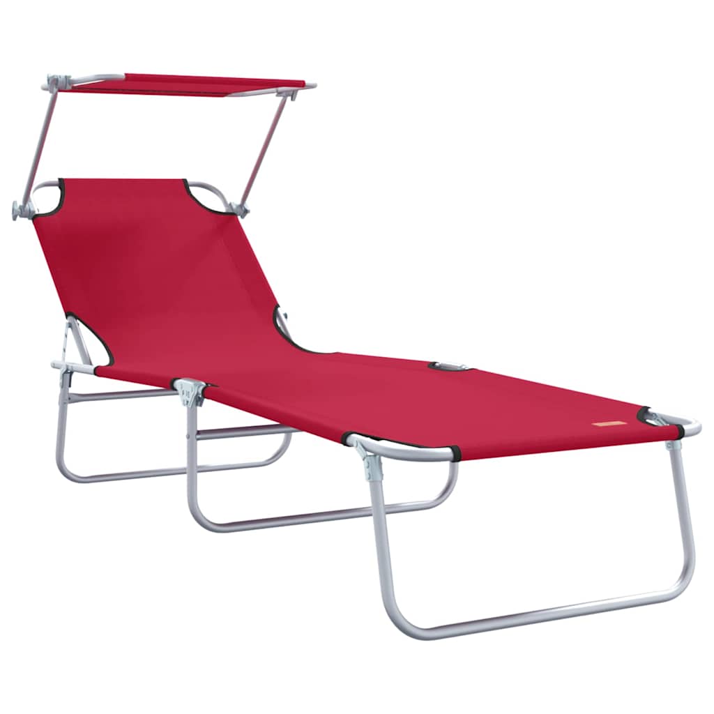 Solstol 2 Pcs Röd 58 X 188 X 77Cm Polyester