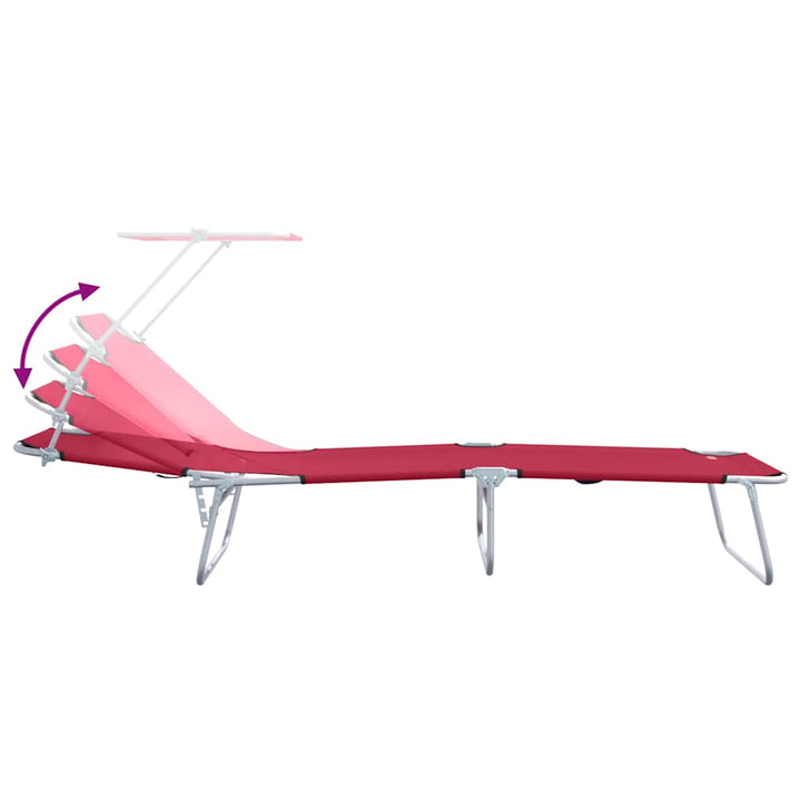 Solstol 2 Pcs Röd 58 X 188 X 77Cm Polyester