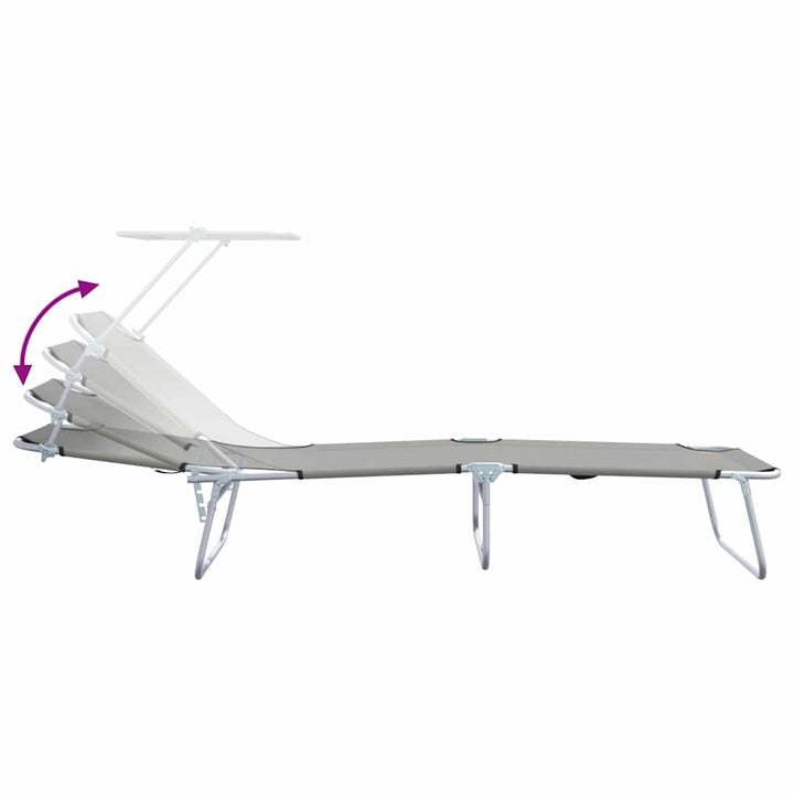 Solstol 2 Pcs Grå 58 X 188 X 77Cm Polyester