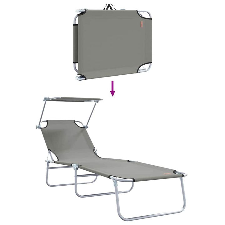 Solstol 2 Pcs Grå 58 X 188 X 77Cm Polyester