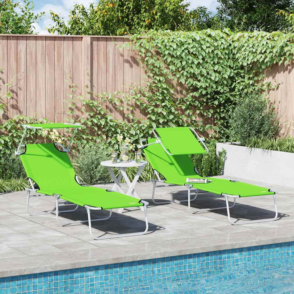 Solstol 2 Pcs Grön 58 X 188 X 77Cm Polyester