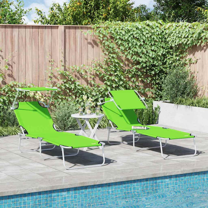 Solstol 2 Pcs Grön 58 X 188 X 77Cm Polyester