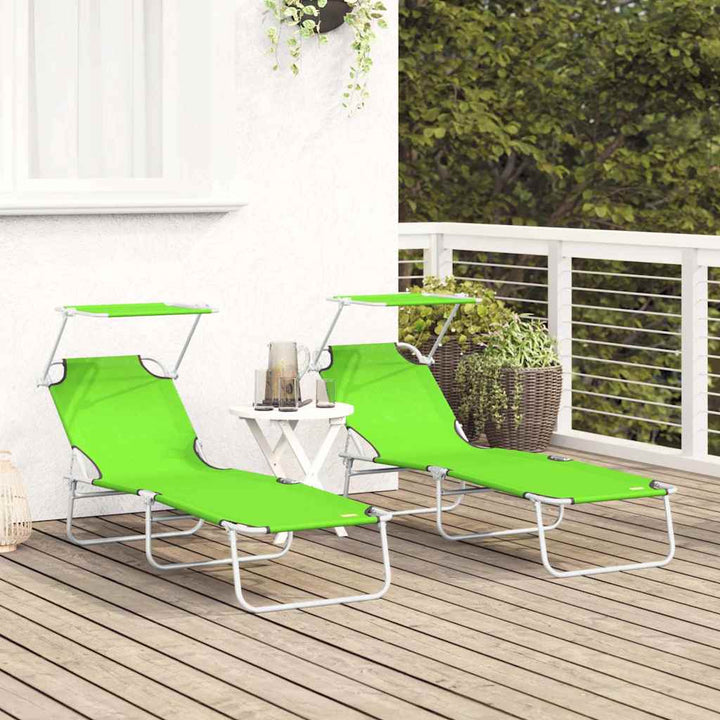 Solstol 2 Pcs Grön 58 X 188 X 77Cm Polyester