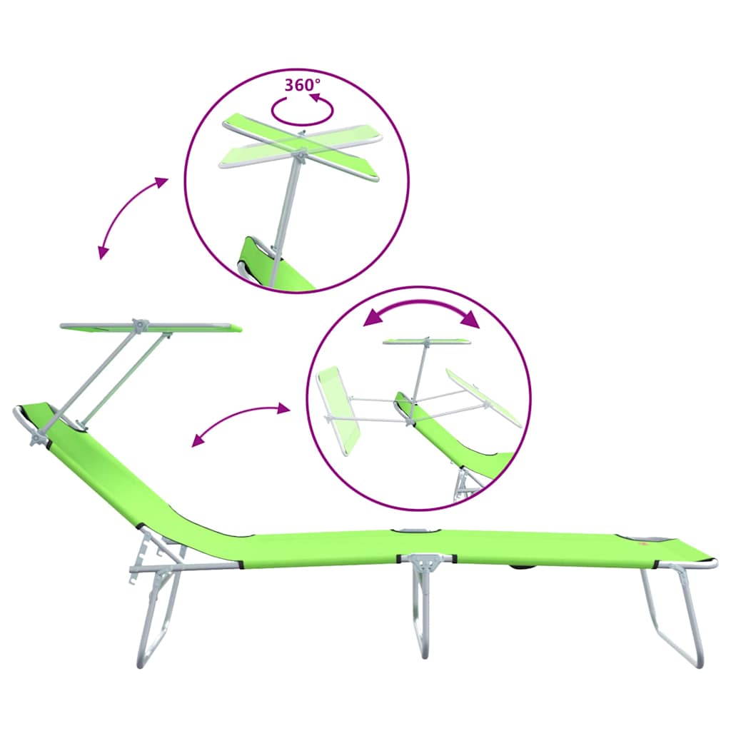 Solstol 2 Pcs Grön 58 X 188 X 77Cm Polyester